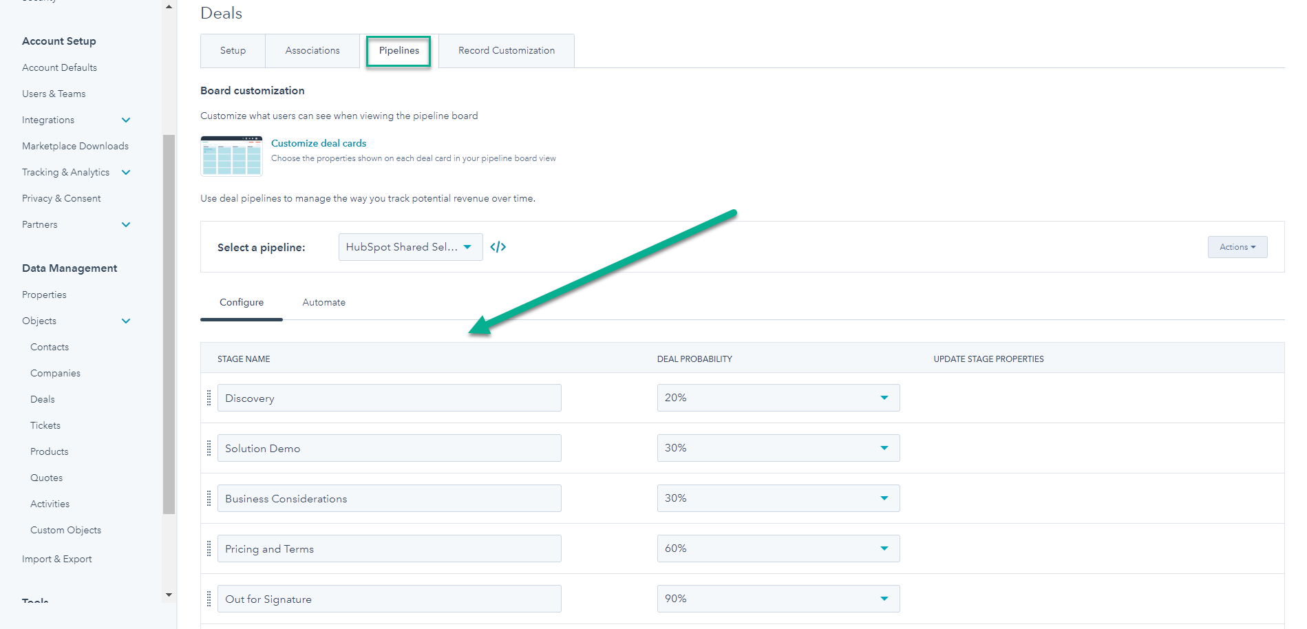 Deals Settings  Pipeline setup 2 stage-1