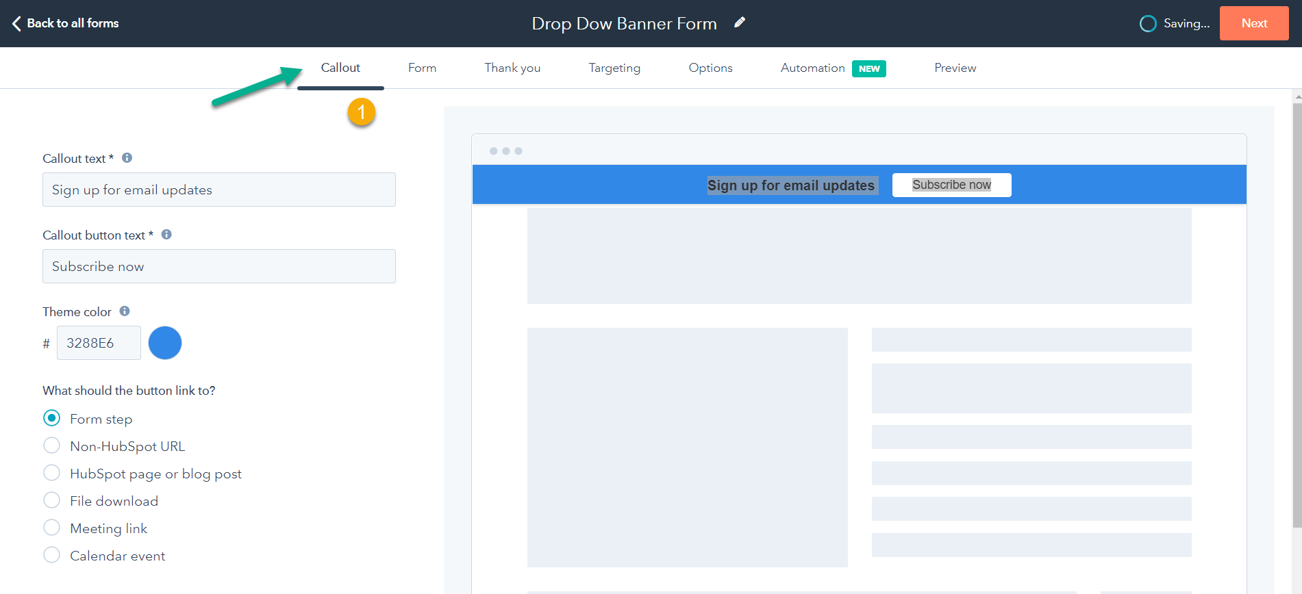 Google Forms Drop down callout