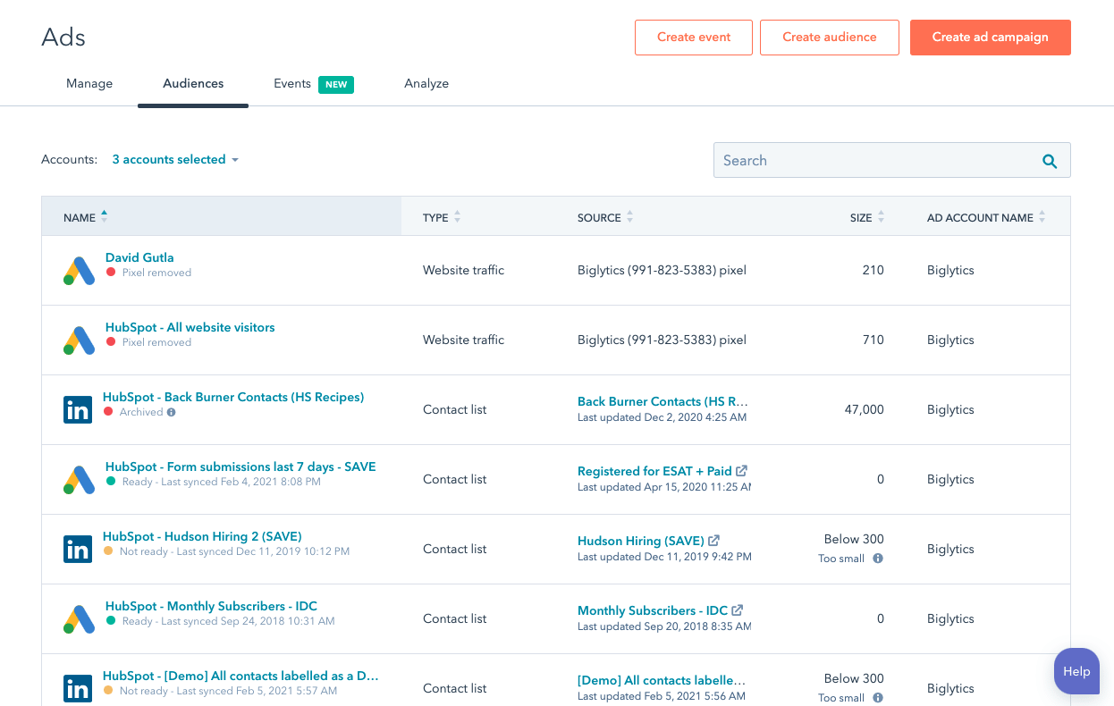 HubSpot Ad Audiences