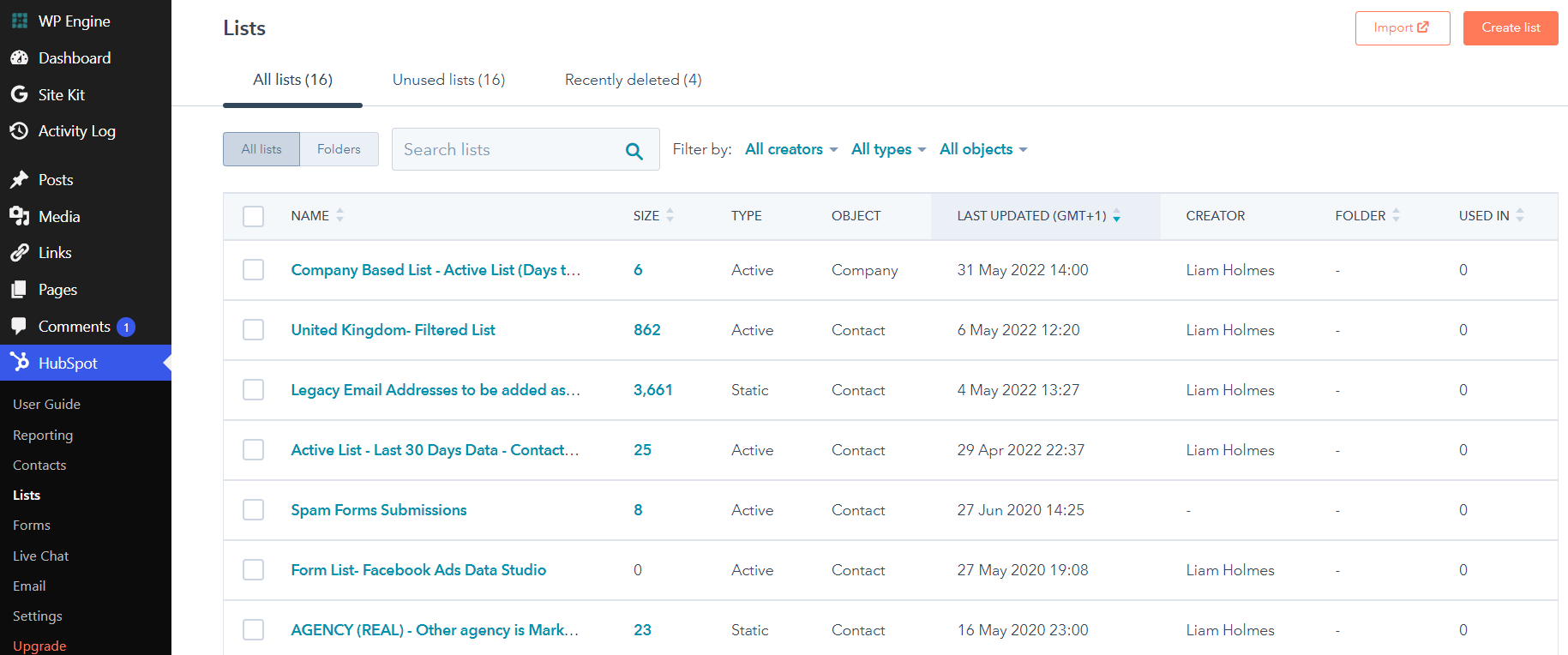 HubSpot CMS Integration Lists 10