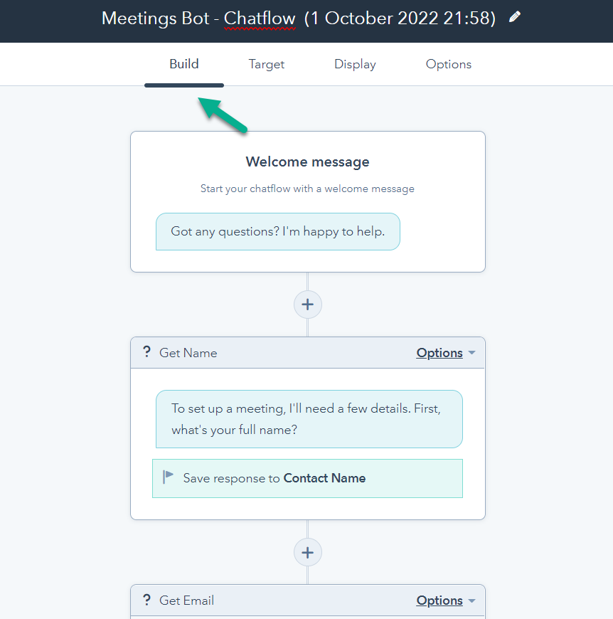 HubSpot ChatFlow  4 BUILD