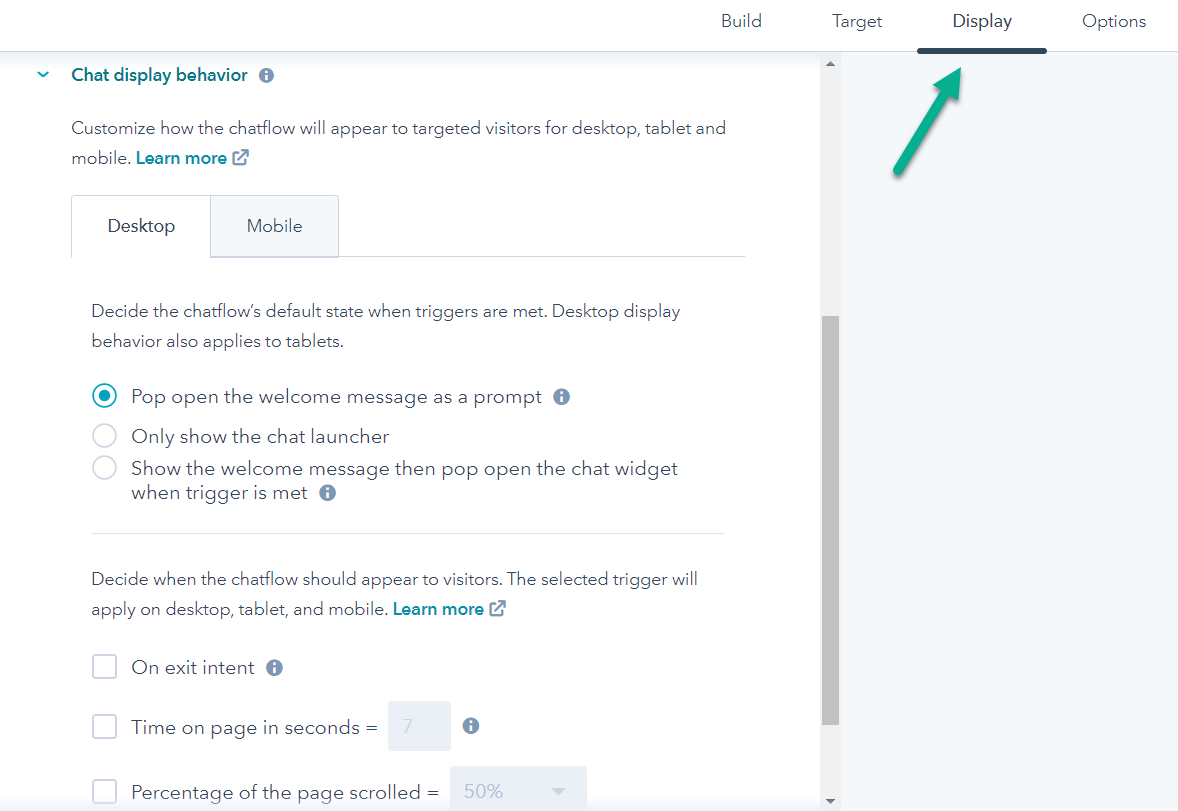 HubSpot ChatFlow 6 Display