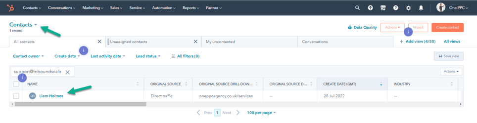 HubSpot Contacts Index Page-1