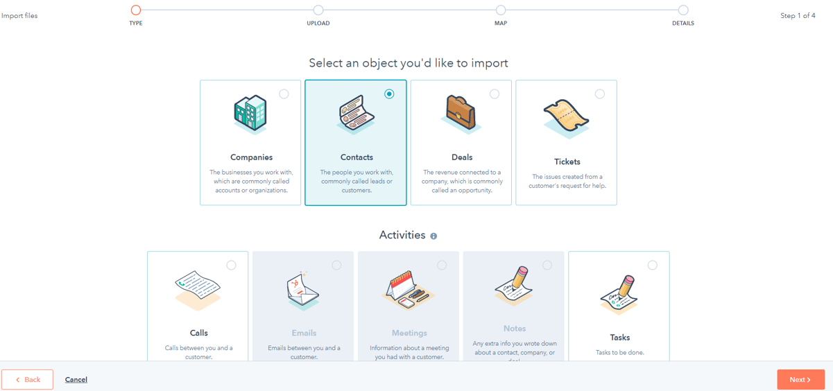 HubSpot Contacts Object import