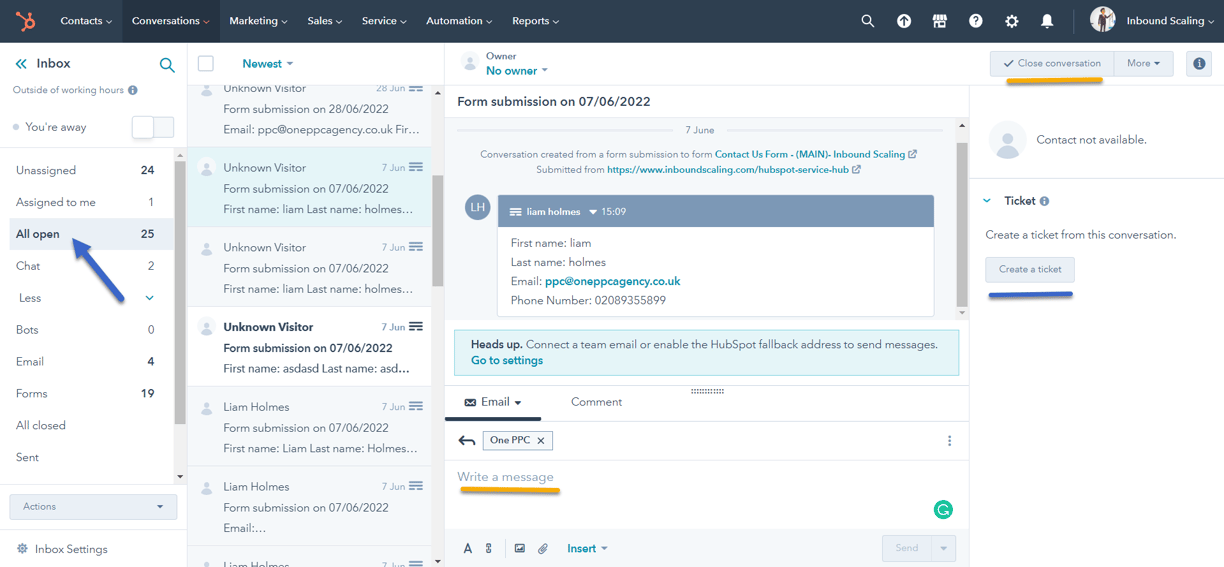 HubSpot Conversations Inbox 2