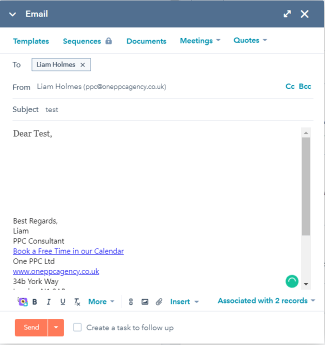 HubSpot Email Close Up