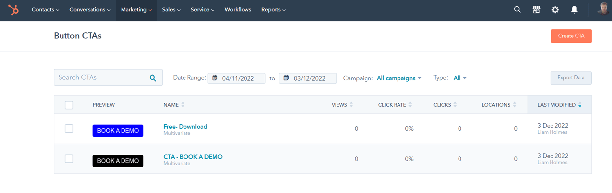 HubSpot Marketing Hub CTA