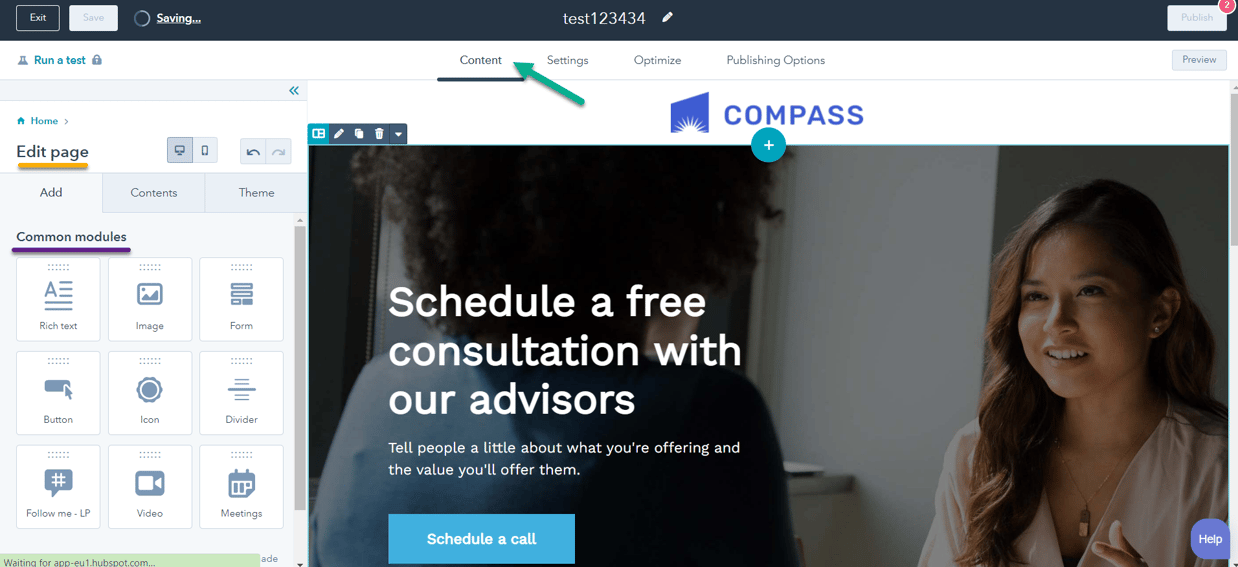 HubSpot Marketing Hub Landing page