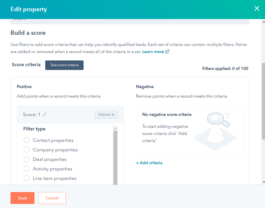 HubSpot Marketing Hub Scoring Property