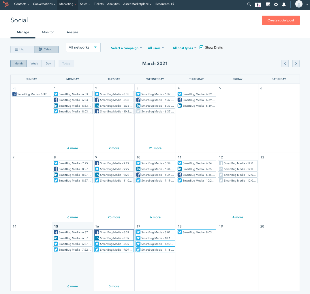 HubSpot Marketing Social Calender-1