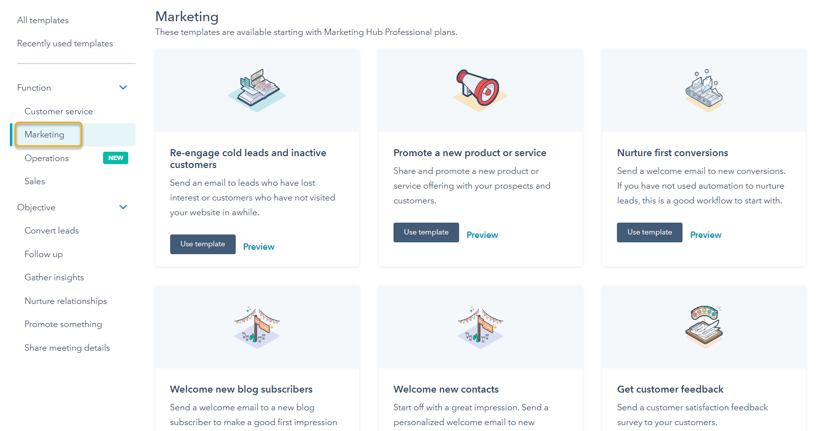 HubSpot Marketing Workflows Templates