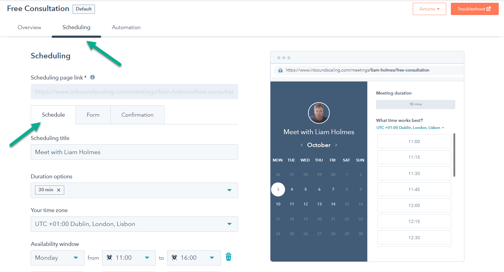 HubSpot Meetings 4 Schedule