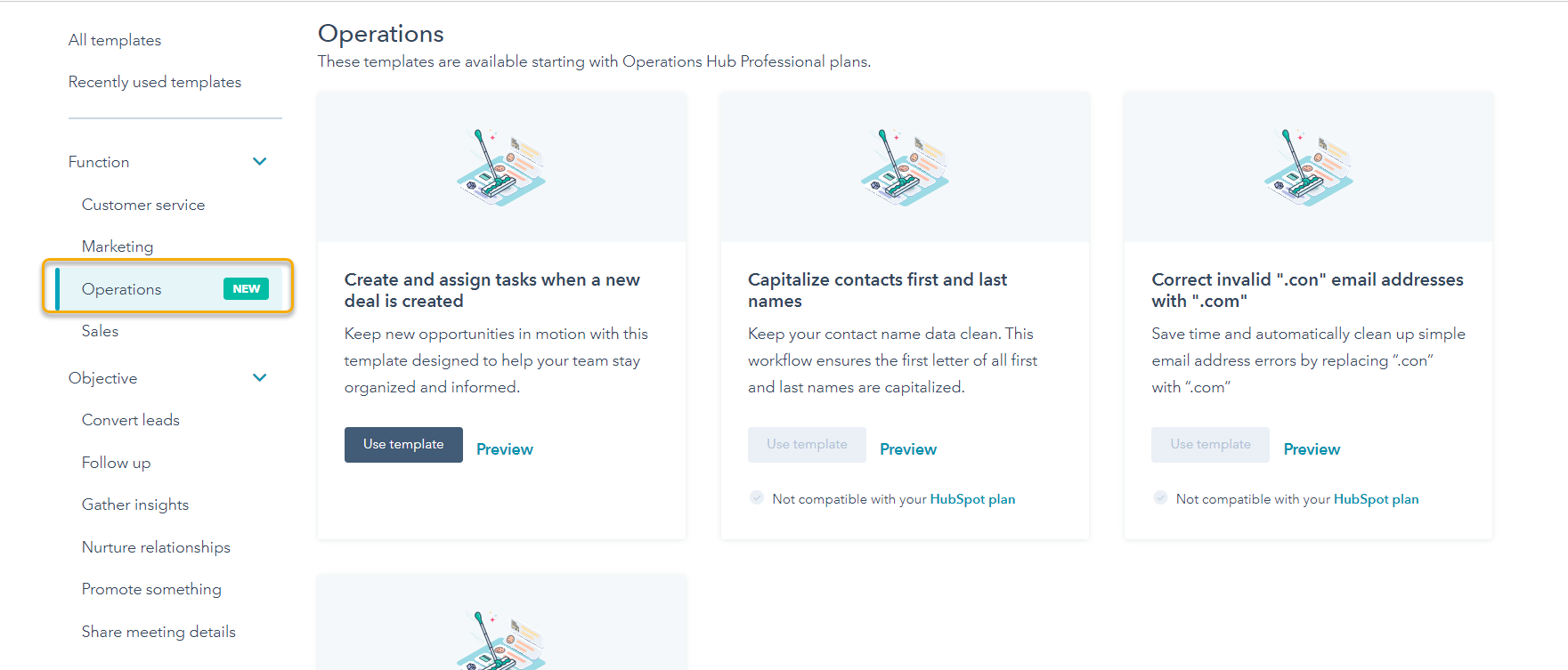 HubSpot Operations Workflows Templates