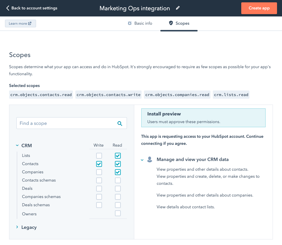 HubSpot Private APP API 3
