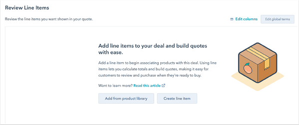 HubSpot Product Line items