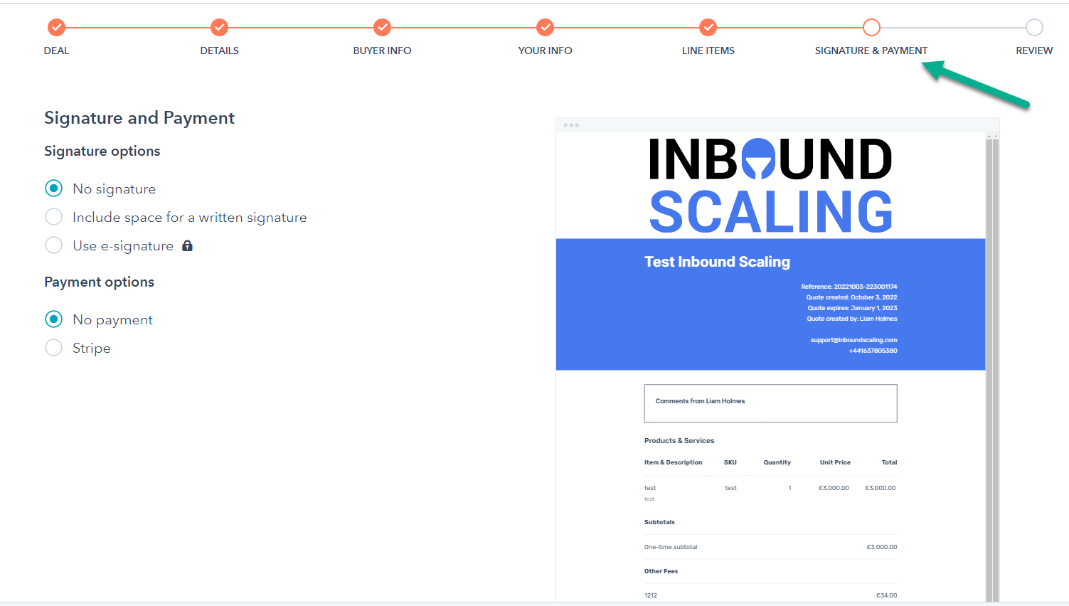 HubSpot Quotes 4 signature