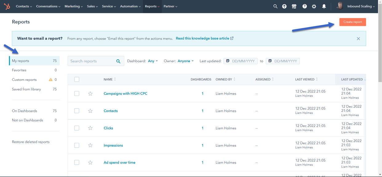 HubSpot Reports TEXT
