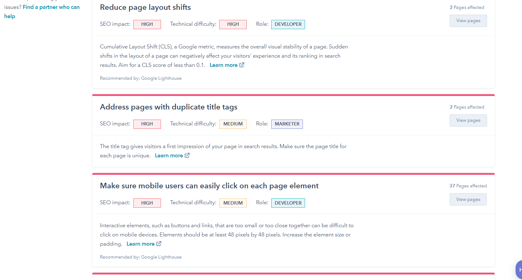 HubSpot SEO Recommendations 2