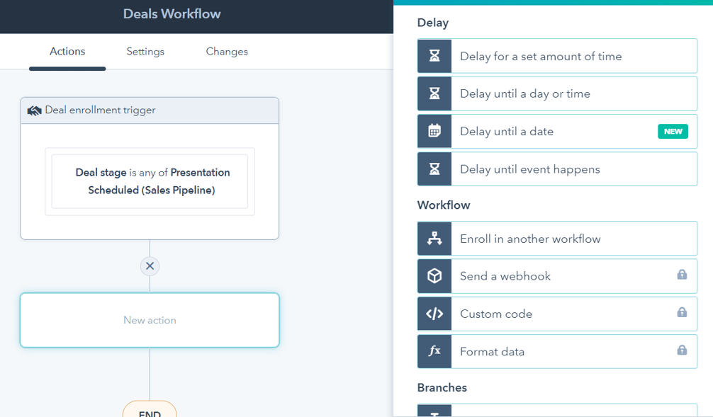 HubSpot Sales Hub Actions Delay and Workkflow