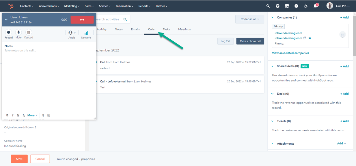 HubSpot Sales Hub Calls