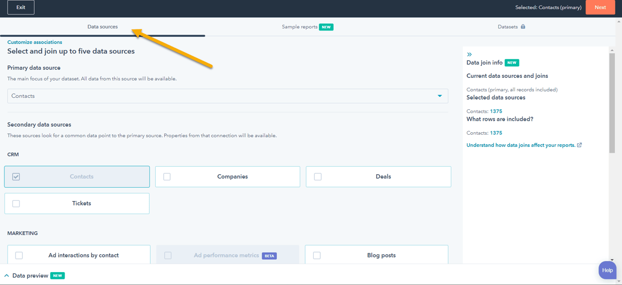 HubSpot Sales Hub Report datasources-1