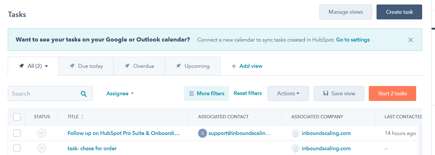 HubSpot Tasks 1