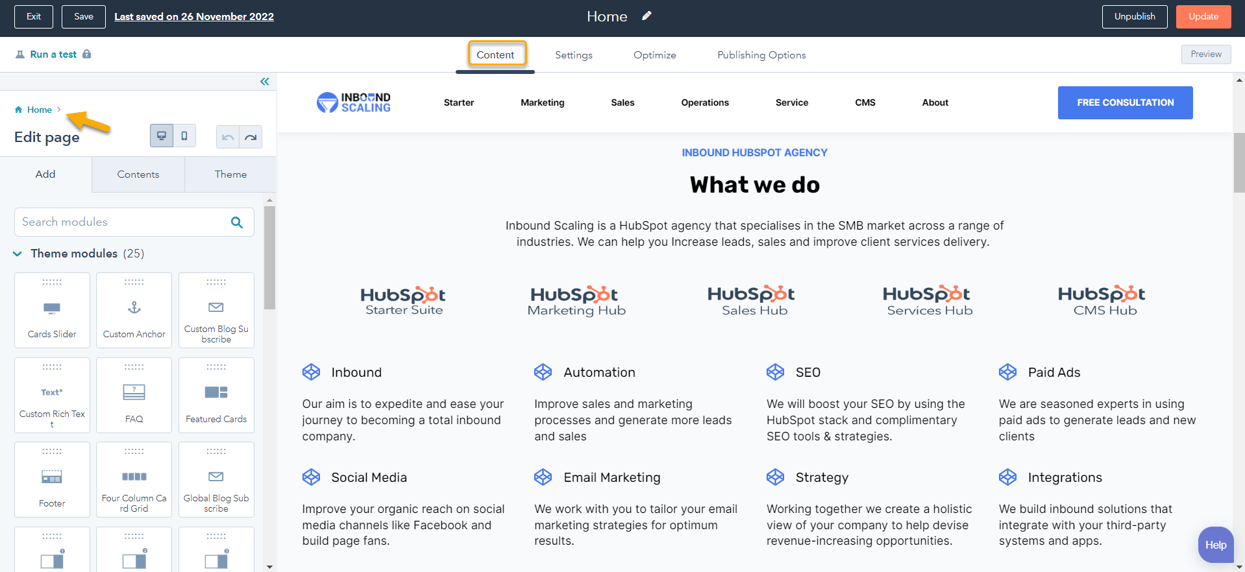 HubSpot landing page tips  CMS Page editor home