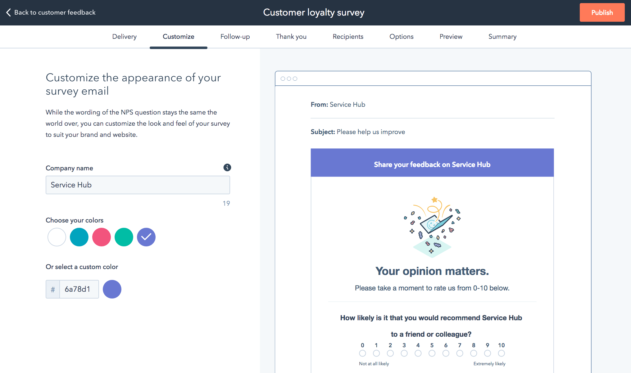 Hubspot feedback surveys Create survey email-1-1