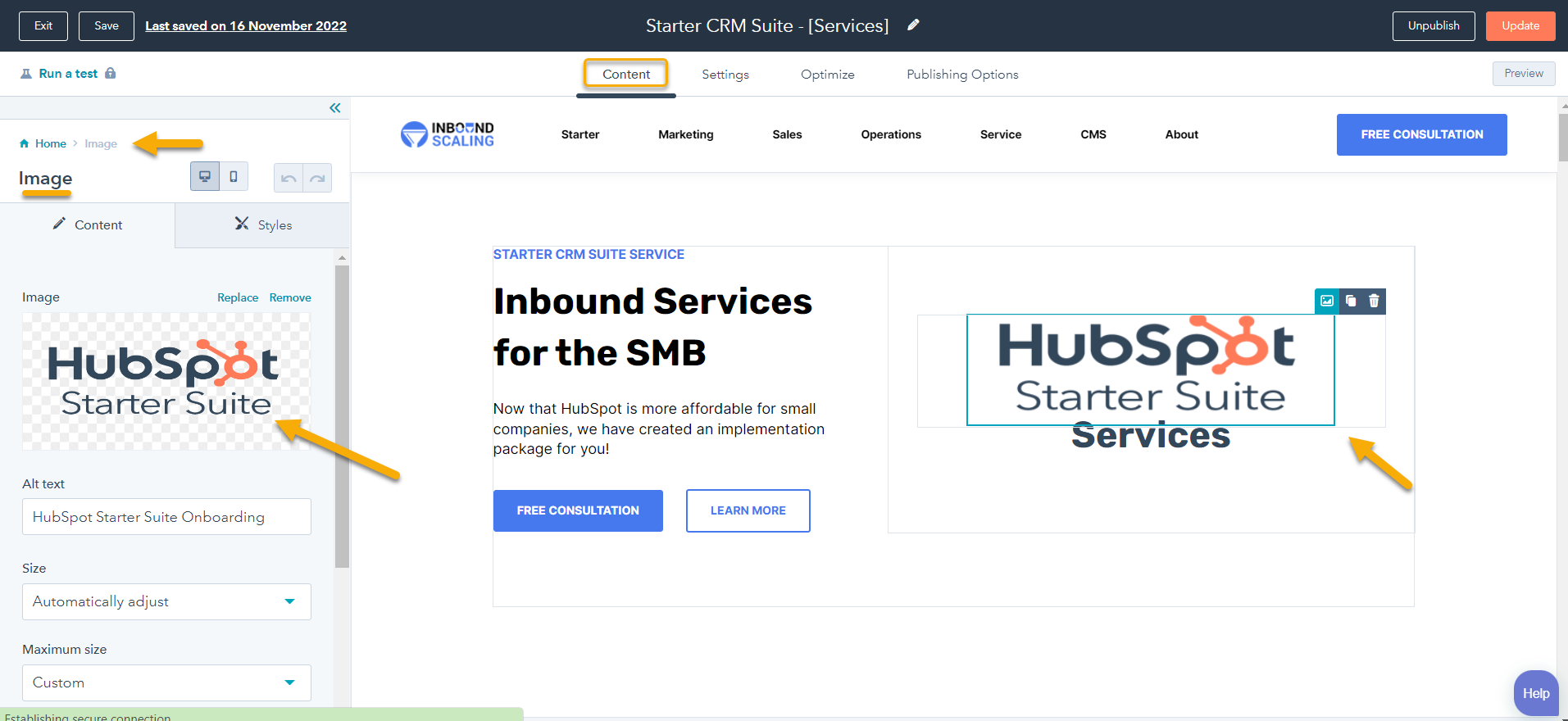 Landing page tips HubSpot CMS Page editor a