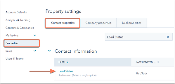 Lead Status Property HubSpot