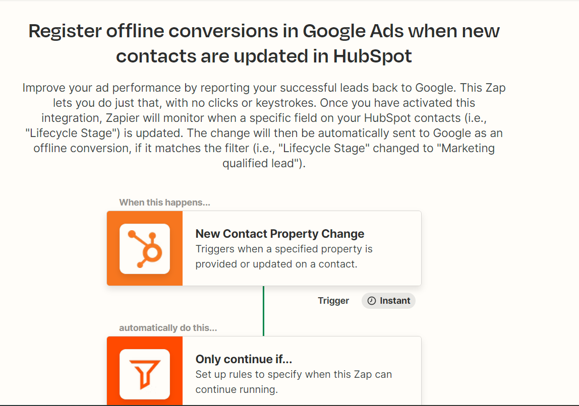 google ads zapier hubspot lead stage