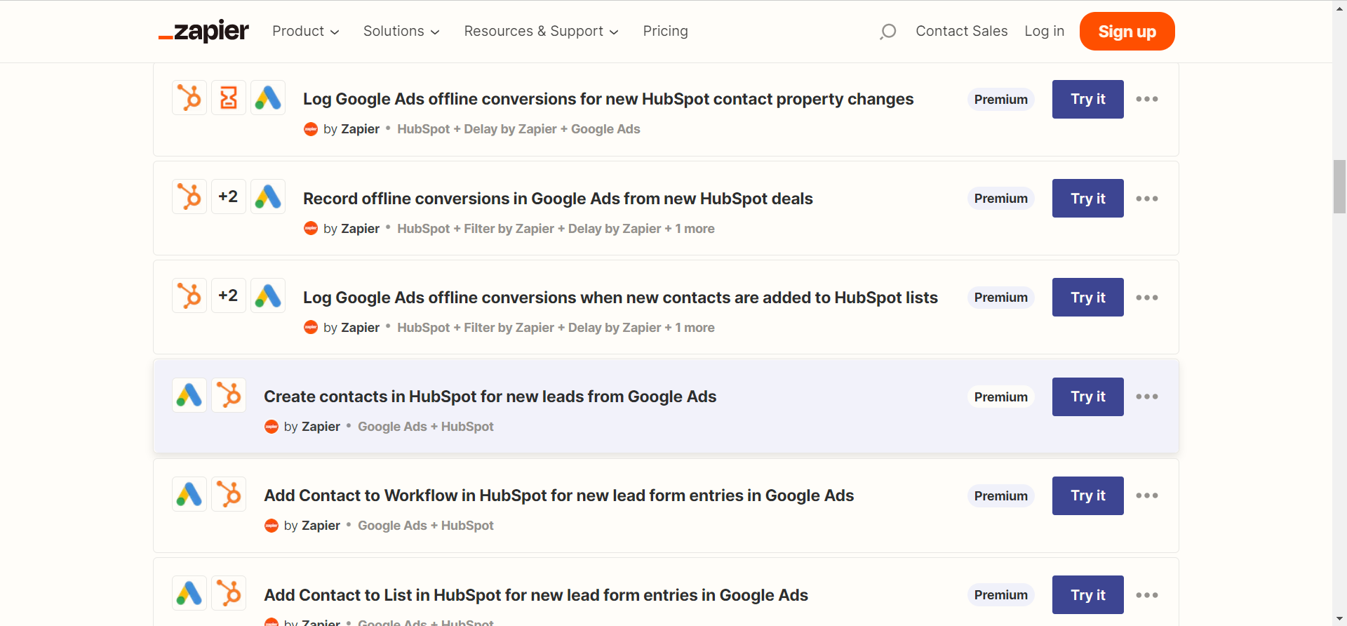 google ads zapier hubspot templates