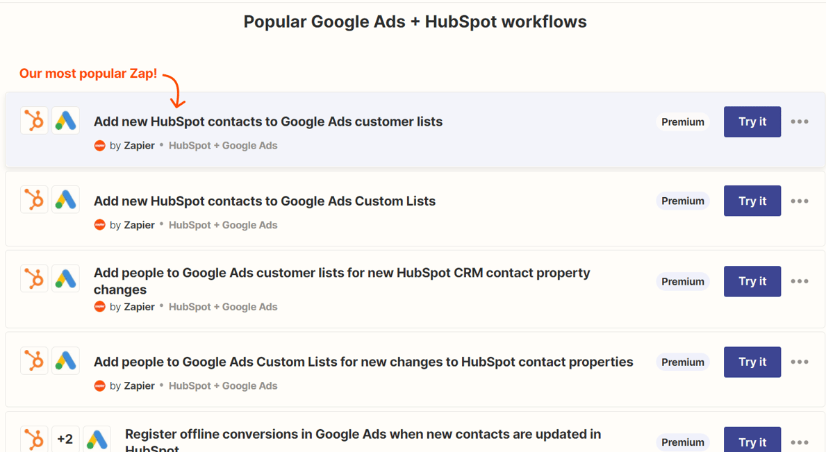 google ads zapier hubspot workflows