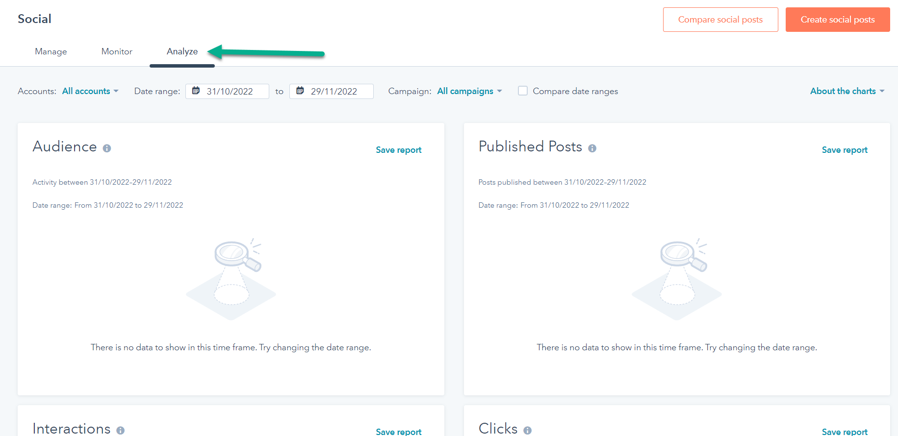 social media hubspot analyze